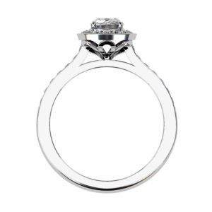 Custom Made Cushion Cut Diamond Halo Engagement Ring bezel 3