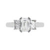 Double Prong Emerald Cut Diamond Three Stone Engagement Ring white copy