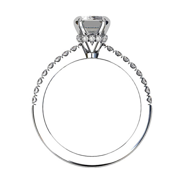 Emerald Cut Diamond Engagement Ring With Hidden Halo white 3