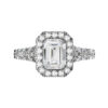 Emerald Cut Diamond Halo Engagement Ring with Filigree Detailing