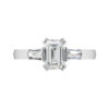 Emerald Cut Diamond Three Stone Engagement Ring with Knife’s Edge Band