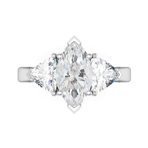 Marquise and Trilliant Shaped Diamond Three Stone Engagement Ring
