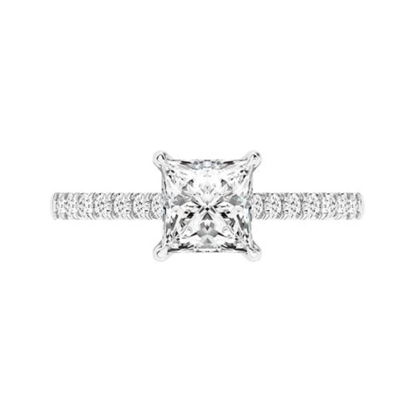 Princess Cut Diamond Engagement Ring with V Shape Basket white 4