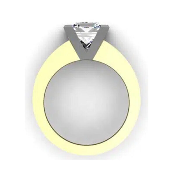 Princess Cut Diamond Yellow Gold Solitaire Engagement Ring with Flat Band y2