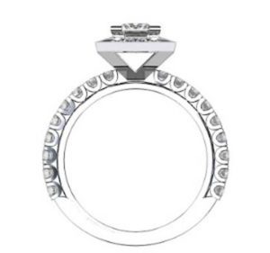 Princess Cut Halo Engagement Ring with Diamond Band 3 2