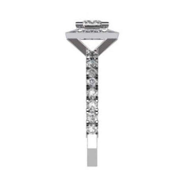 Princess Cut Halo Engagement Ring with Diamond Band w2