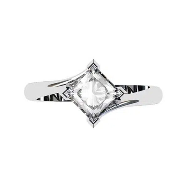 Princess Cut Solitaire Diamond Engagement Ring with Twisted Band w