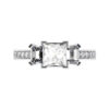 Princess Cut Three Stone Engagement Ring with Diamond Band white