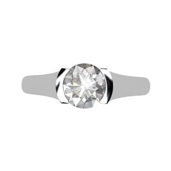 Round Brilliant Cut Bezel Set Solitaire Engagement Ring with X Form Basket 1