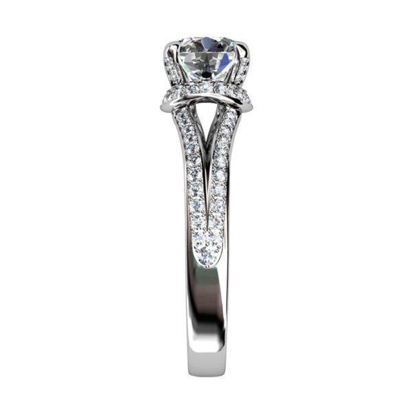 Round Brilliant Cut Diamond Engagement Ring with Diamond Basket w4