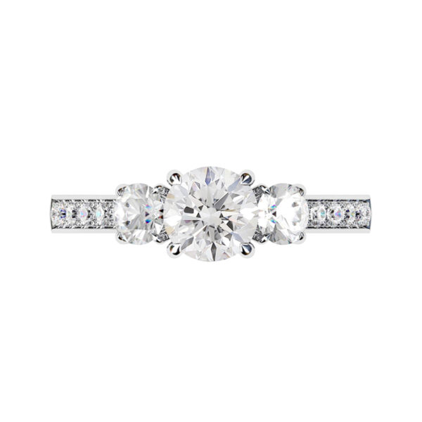 Round Three Stone Engagement Ring with Side Diamonds white copy