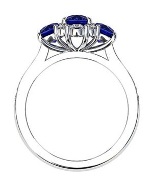 Sapphire Three Stone Oval and Diamond Cluster 3 3