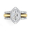 Unique Marquise Diamond Halo Mixed Metal Engagement Ring