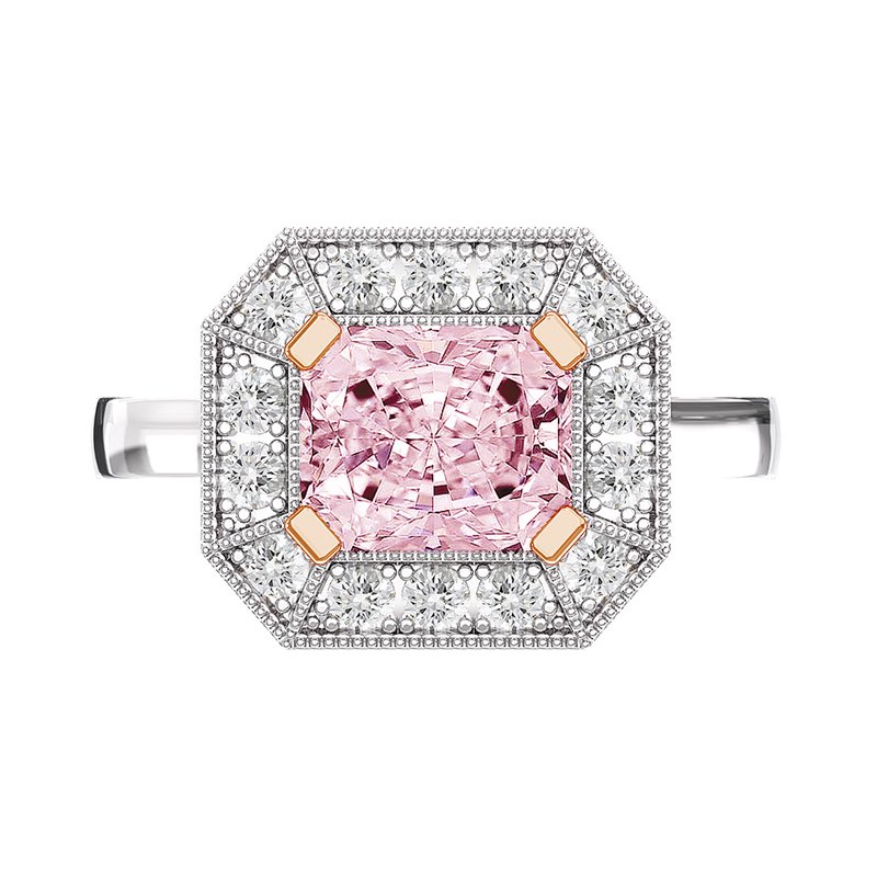 art deco style asscher cut rose gold hightlights 1