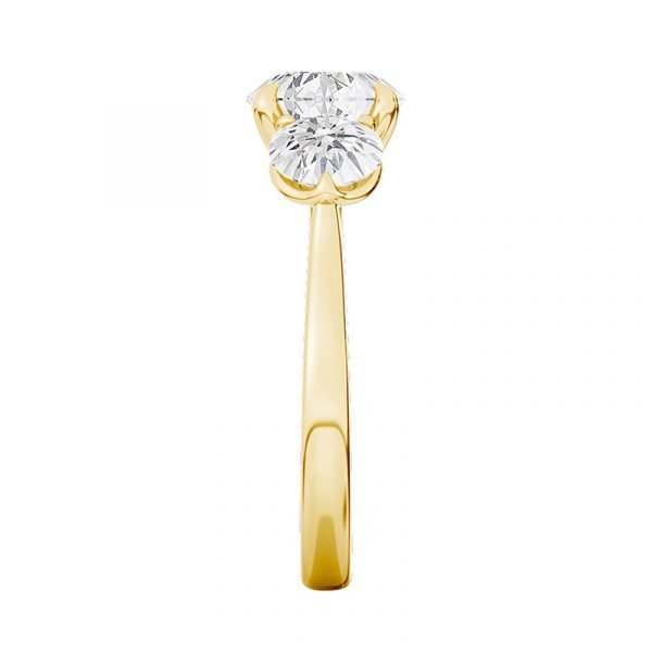 petal setting 3 stone gold engagement ring 4