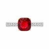 Ruby cushion ring channel set