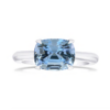 soliataire cushion cut aquamarine ring