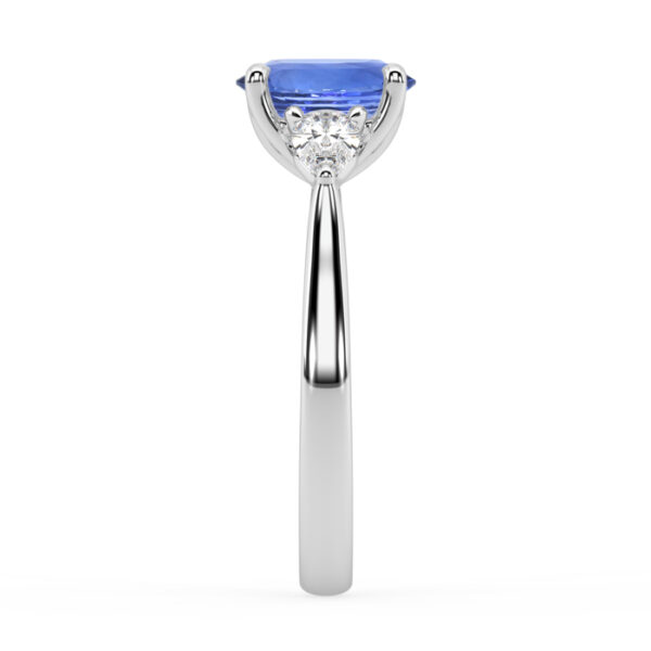 Ceylon Sapphire Ring with Pear Shaped Diamonds 2