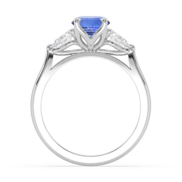 Ceylon Sapphire Ring with Pear Shaped Diamonds 4