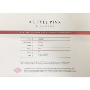 0.20Ct 6P VS2 405942 certification