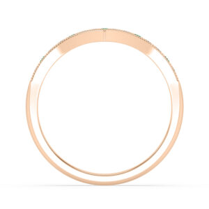 Emerald and Diamond V Shape Wedding Ring in Rose Gold