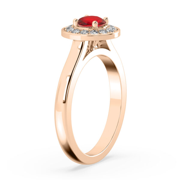 Ruby halo ring in rose gold 3