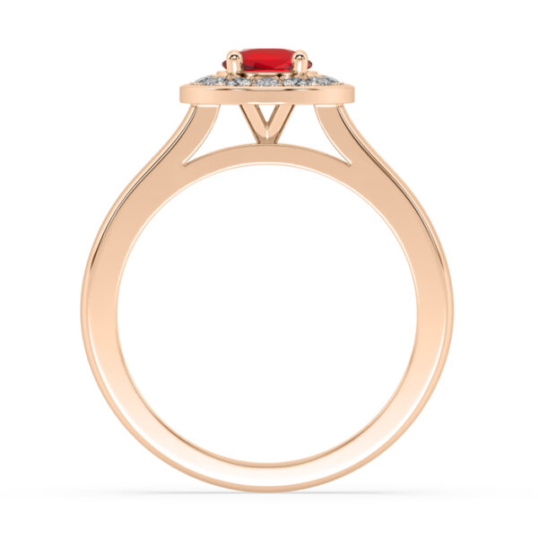 Ruby halo ring in rose gold 4