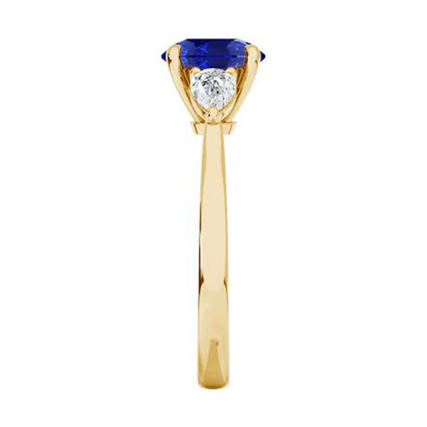 Sapphire Ring with Pear Diamond Sides 4