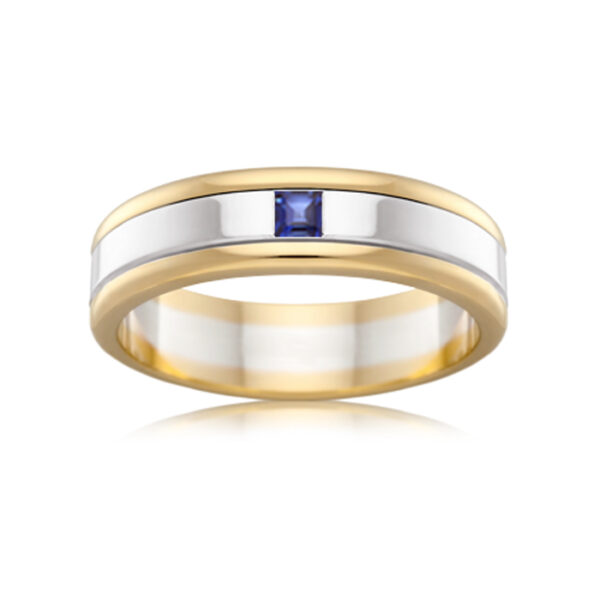 two twon mens ring with blue sapphire