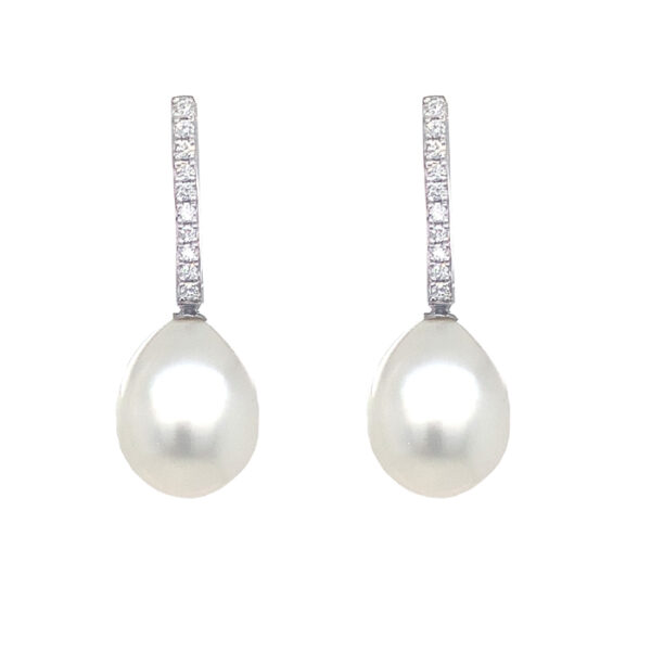 diamond teardrop shape pearls dangle earrings