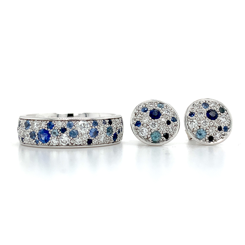 sapphire jewellery matching set