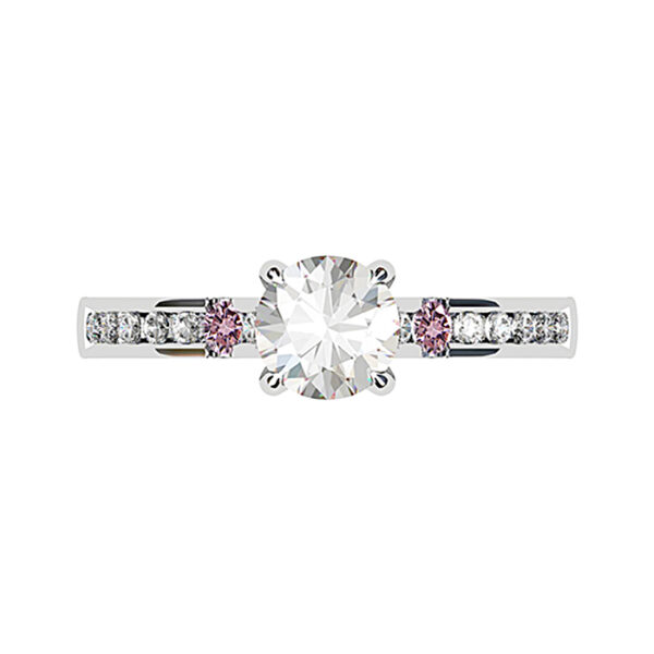 Diamond Engagement Ring with Pink Diamond Accent in Band 1