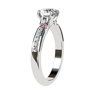 Diamond Engagement Ring with Pink Diamond Accent in Band 3