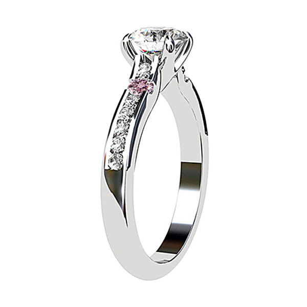 Diamond Engagement Ring with Pink Diamond Accent in Band 3