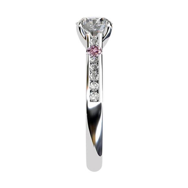 Diamond Engagement Ring with Pink Diamond Accent in Band 4