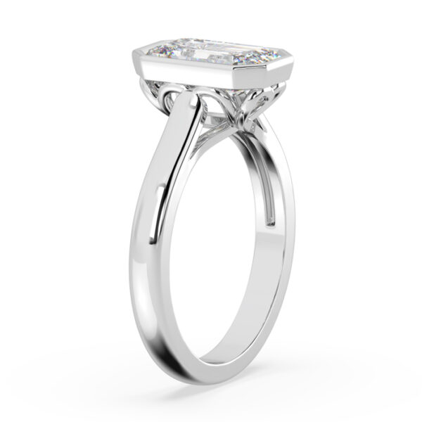 Emerald Cut Diamond Bezel Set with Heart Detail3