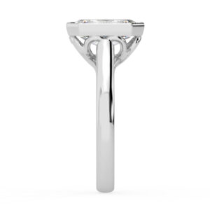 Emerald Cut Diamond Bezel Set with Heart Detail4