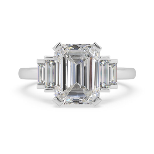 Five Stone Stepped Diamond Ring Art Deco Inspired 1