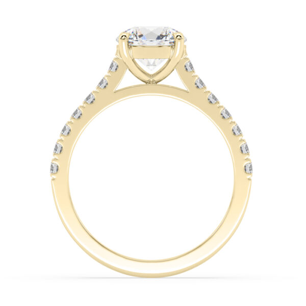 Four Claw Diamond Ring with Diamond Band Basket Setting 2