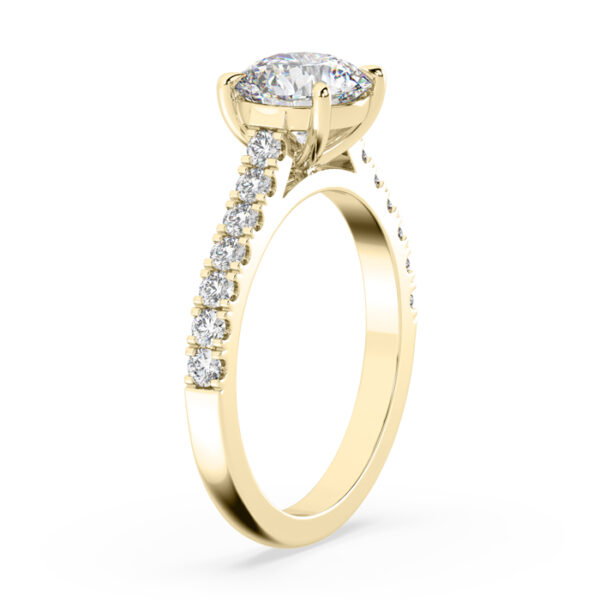 Four Claw Diamond Ring with Diamond Band Basket Setting 3