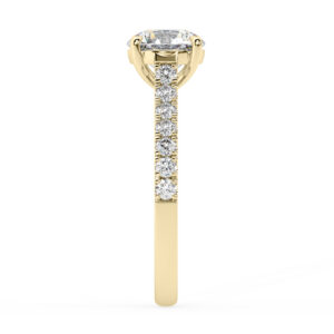 Four Claw Diamond Ring with Diamond Band Basket Setting 4