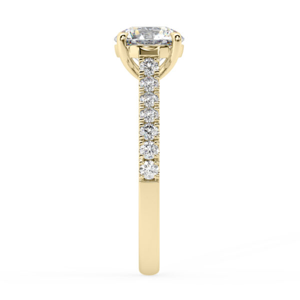 Four Claw Diamond Ring with Diamond Band Basket Setting 4