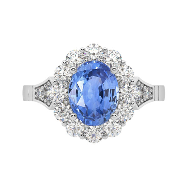 Light Blue Sapphire Vintage Oval Halo Engagement Ring 1
