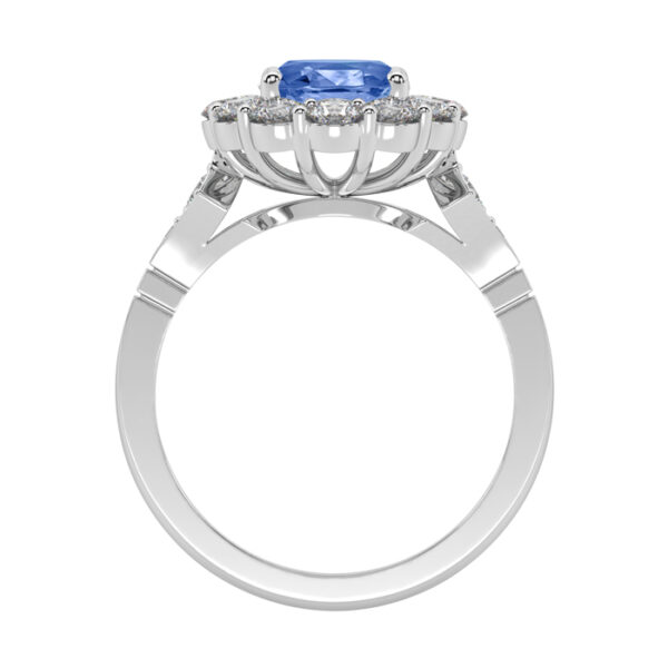 Light Blue Sapphire Vintage Oval Halo Engagement Ring 2