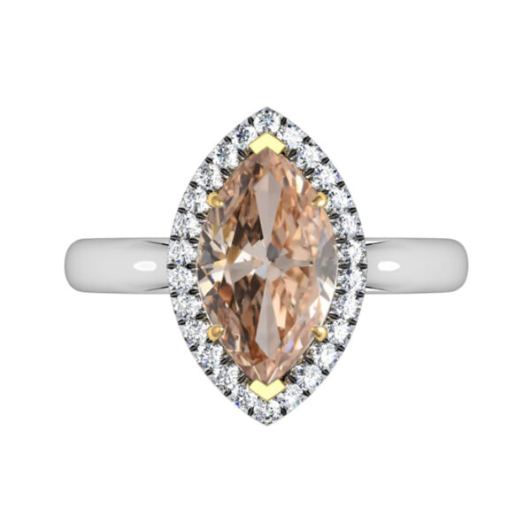 Marquise Champagne Diamond Halo Engagement Ring 1