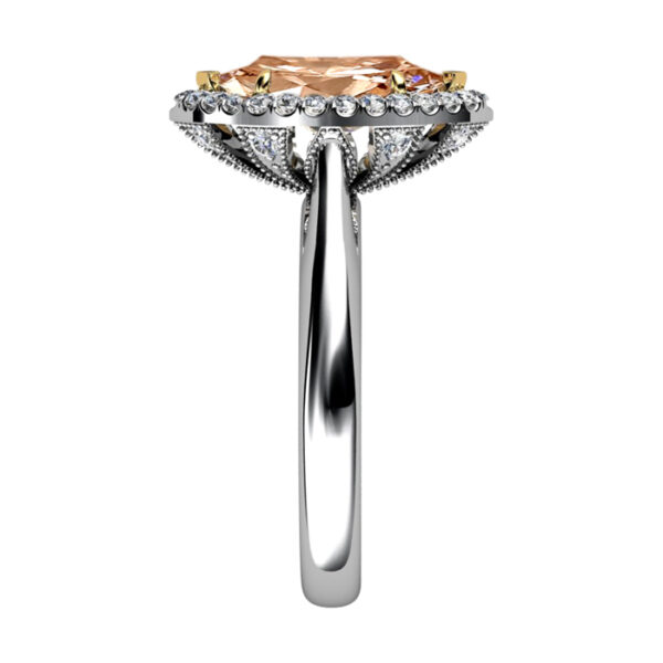 Marquise Champagne Diamond Halo Engagement Ring 4