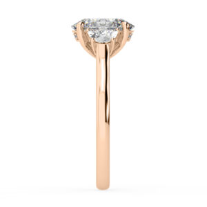 Oval Diamond Three Stone Ring with Half Moon Side Stones 4
