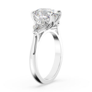 Oval Diamond Three Stone Ring with Pear Side Stones 3