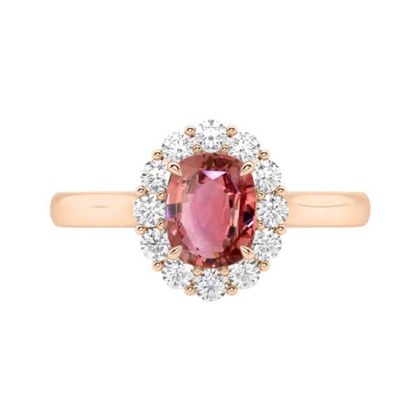 Oval Padpardscha Classic Diamond Halo Dress Ring 1