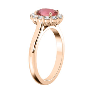 Oval Padpardscha Classic Diamond Halo Dress Ring 3